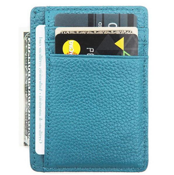 RFID Block Mini Slim Herren Kreditkartenetui aus PU-Leder mit Ausweisfenster