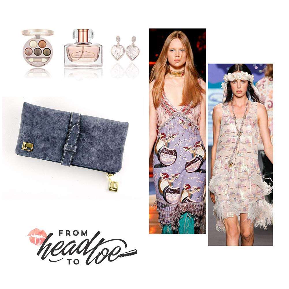 Portefeuille femme personnalisé en Gris avec Multi poches