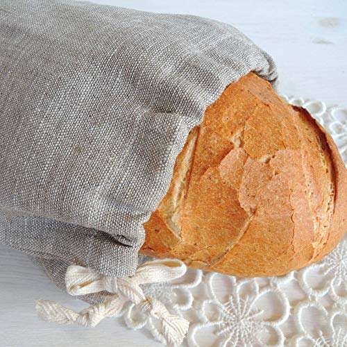 Sac à pain en lin naturel fait main pour pain long, 10 x 16 pouces, emballage écologique réutilisable, stockage des aliments de cuisine