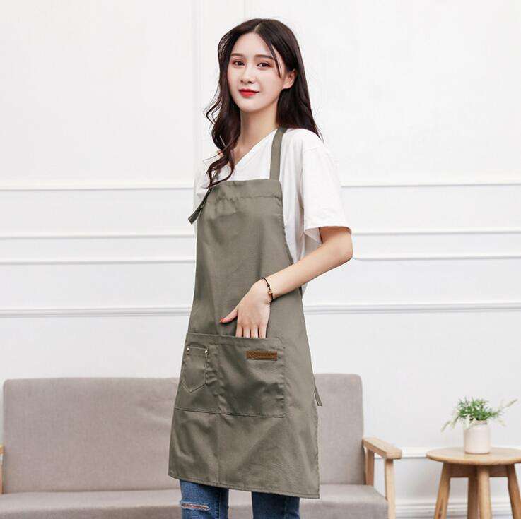Rote Schürzen, Baumwolle, Küche, Kochen, Frauen, Café, Schürzen mit Taschen, Sublimationsdruck, Logo, maßgeschneiderte Schürze