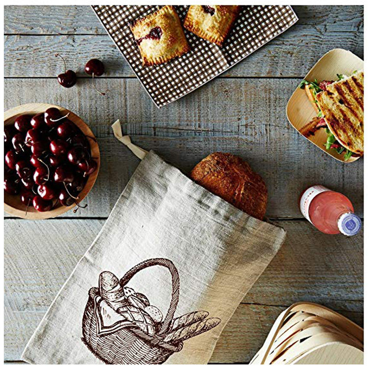 Confezione stampata personalizzata sacchetto per il pane in tessuto organico biodegradabile