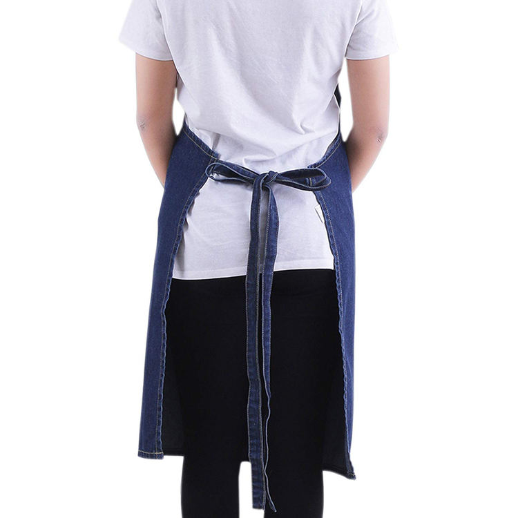 Hochwertige Unisex-Denim-Küchen-Latzschürze mit verstellbaren Taschen und Nackenriemen