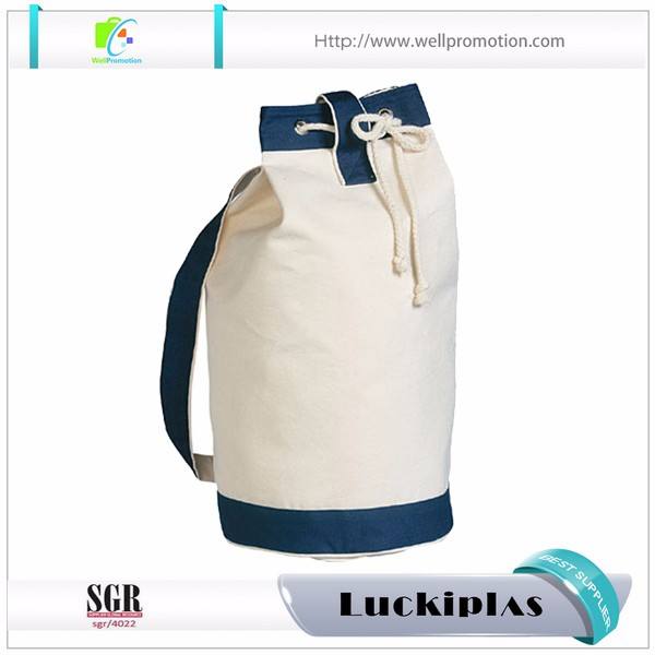 Schultertasche aus Baumwolle mit einem Schultergurt, Seemannsrucksack aus weißem Segeltuch