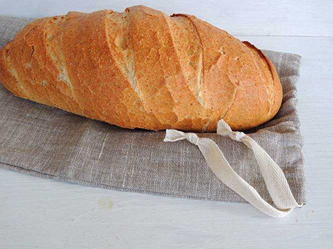 Sac à pain en lin naturel fait main pour pain long, 10 x 16 pouces, emballage écologique réutilisable, stockage des aliments de cuisine