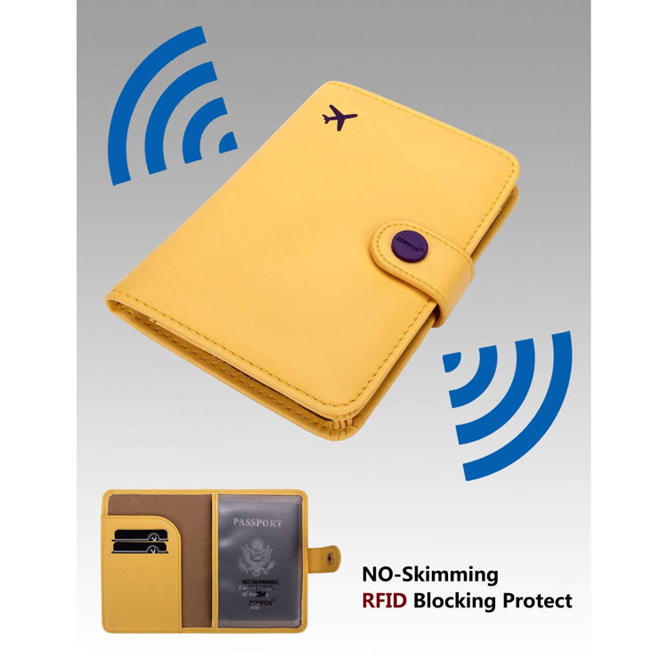 Anti-Diebstahl-PU-Leder-RFID-Kartenhalter-Flugzeug-Pass-Geldbörse