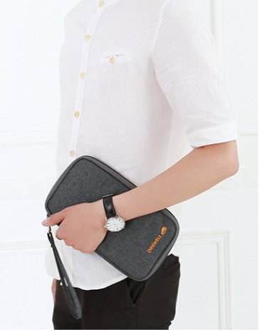 Couverture de porte-passeport de portefeuille de voyage, organisateur de documents RFID avec dragonne