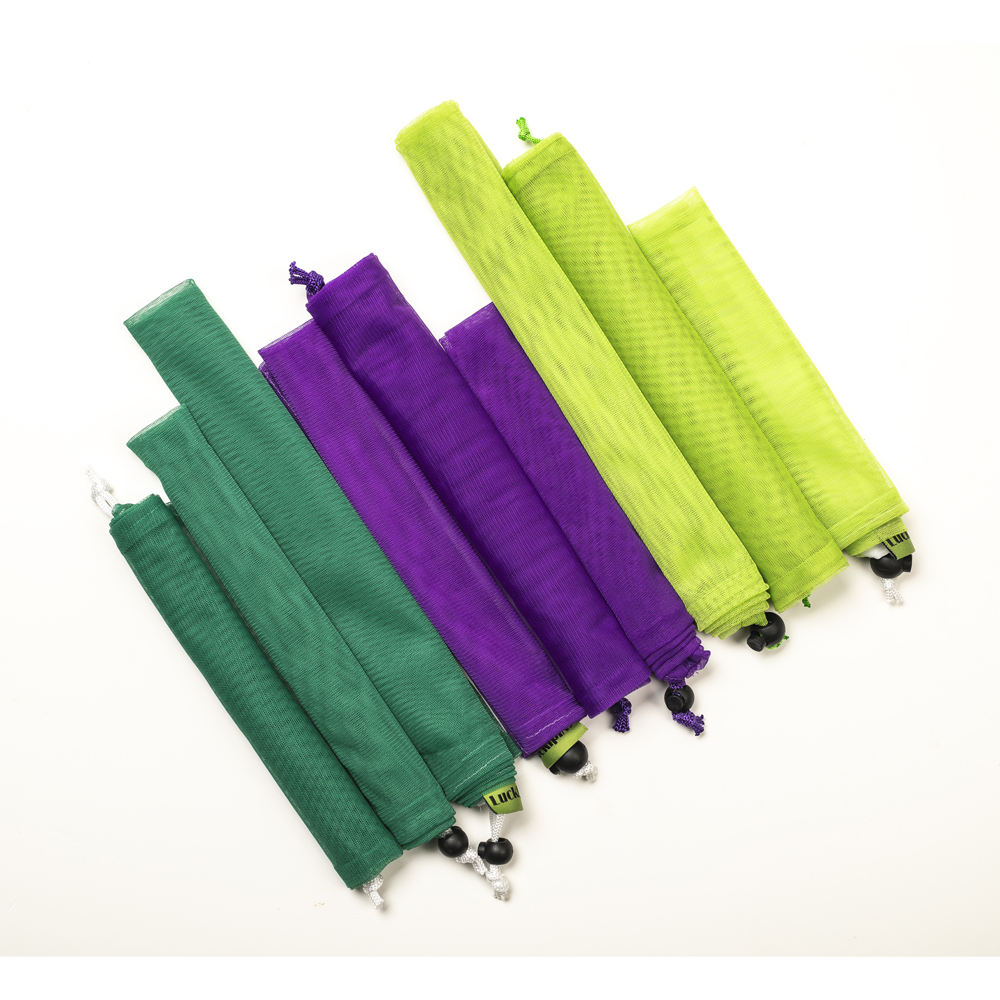 Bunte RPET-Mesh-Produkttasche, Obst- und Gemüse-Einkaufstasche, wiederverwendbare, recycelte Rpet-Tasche mit Kordelzug