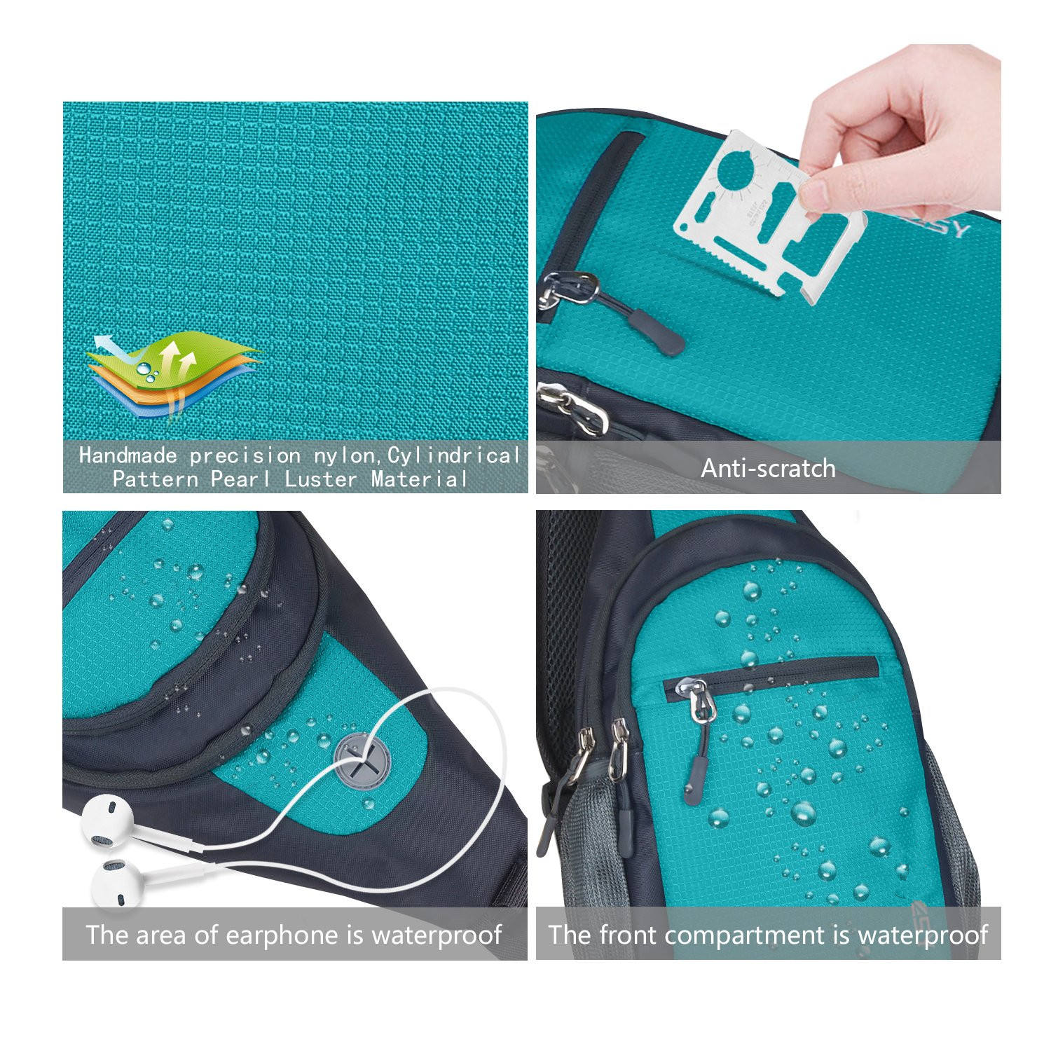 슬링 백팩, 어깨 가슴 크로스바디 백 야외 하이킹 남성 및 여성을 위한 소형 데이팩