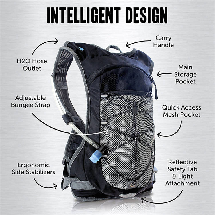 Zaino di idratazione e sacca di idratazione da 2 litri - Zaino di idratazione con valvola a morso ad alto flusso con tecnologia antimicrobica