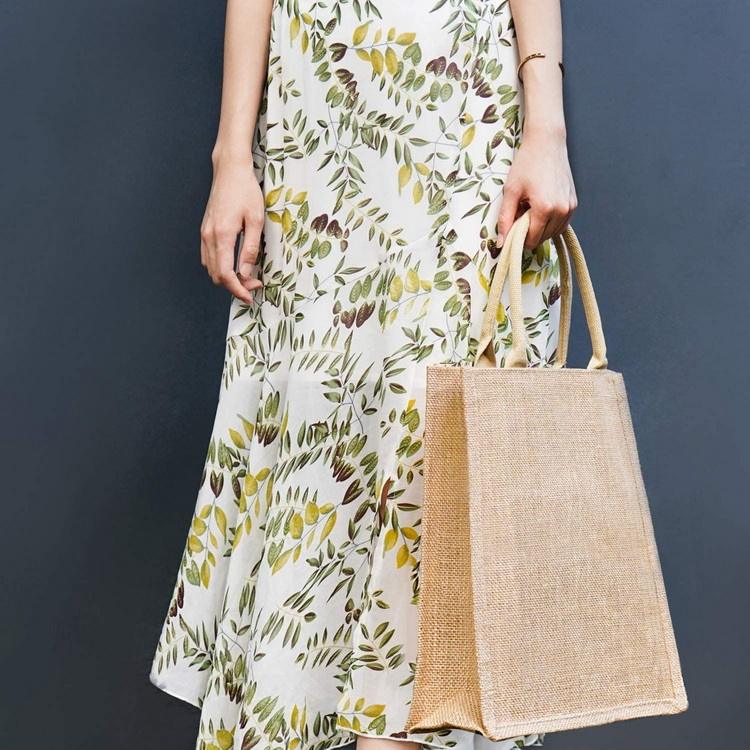 사용자 정의 로고 황마 / 삼베 6 병 와인 토트 백이있는 환경 친화적 인 도매 황마 라인 토트 쇼핑백