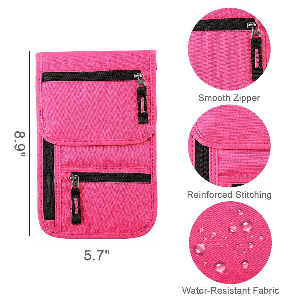 Pochette de cou de voyage porte-passeport caché portefeuille blocage RFID/cachette de cou pour hommes femmes