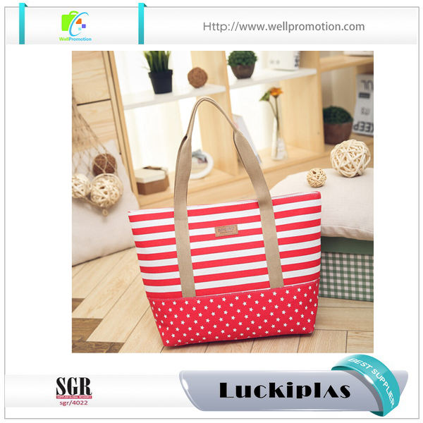 Vente en gros de sac fourre-tout de plage en toile à rayures d'été