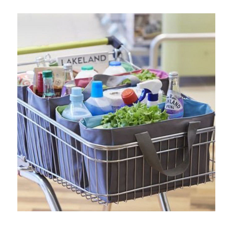 مخصصة قابلة للطي مشتركة التعامل مع أكياس التسوق لعربة السوبر ماركت