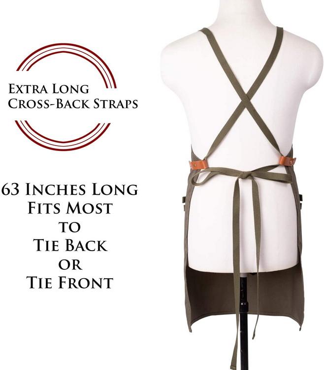 مريلة الشيف للنساء والرجال 100٪ مآزر من القماش القطني مع جيوب قابلة للتعديل مريلة مطبخ للطبخ