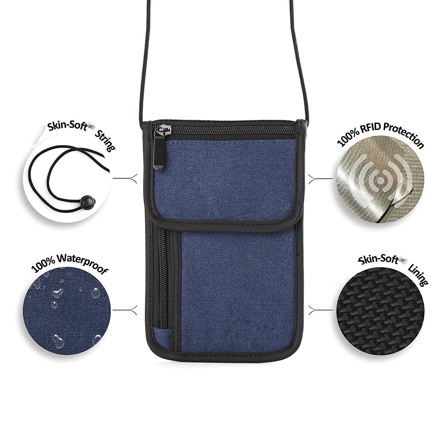 Porte-passeport RFID Safe The Classic Neck Travel Passport Wallet