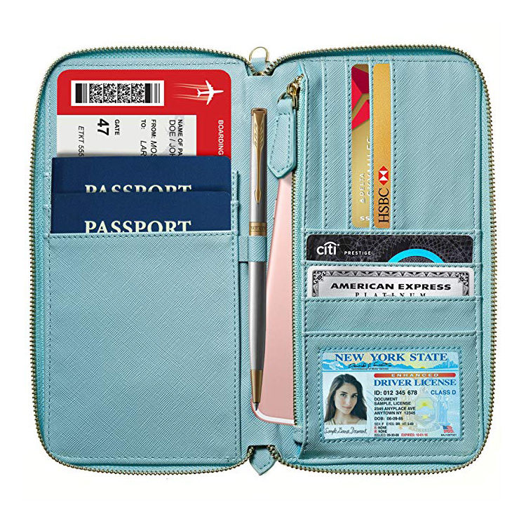 Wasserdichte Kreditkarten-Ledergeldbörse mit RFID-Blockierung für Damen