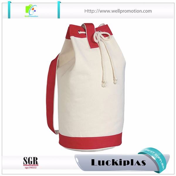 Schultertasche aus Baumwolle mit einem Schultergurt, Seemannsrucksack aus weißem Segeltuch