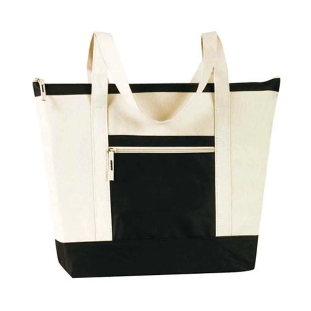 Large Carry Polyester Zipper Tote Bag with Handles