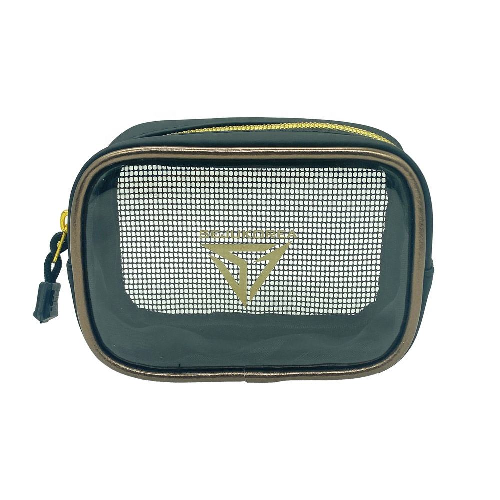 OEM Factory Customize Clear PVC And Nylon Mesh Beauty Wash Kit Bag Promotional Giveaway Mesh Bag Cosmetic Makeup Bag