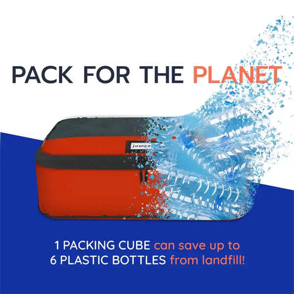 Recycled PET Material 6 Sets Packing Cubes Durable Compression Luggage Travel Organizer
