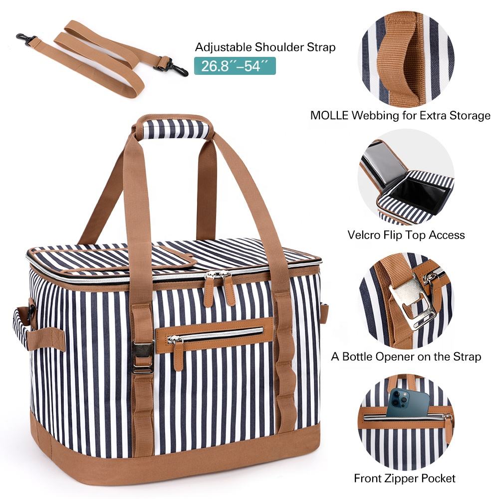 Reusable Lunch Bag with Detachable Shoulder Strap Leak-proof Lunch Box for Office/School/Picnic/Beach Large Cooler Bag