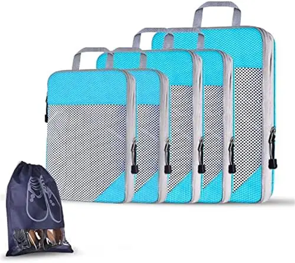 6pc/set Men Women Travel Luggage Organizer Bag Cloths Packing Cubes Clothes Packing Bag With Drawstring Shoe Bag