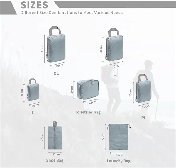 2023 New Customized Logo Hanging Storage Luggage Travel Expandable Packing Cubes 8 Pcs For Travel