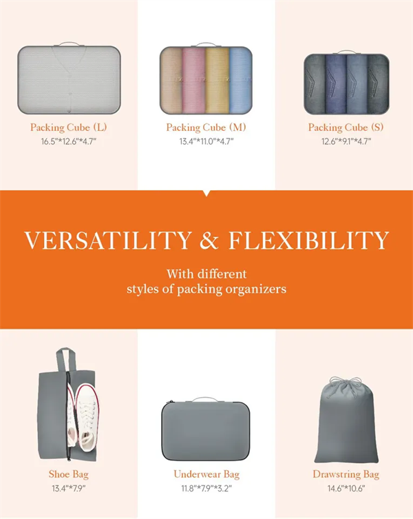 High Quality 6 Set Compression Packing Cubes Packing Cubes For Travel Accessories Expandable Packing Cubes Set