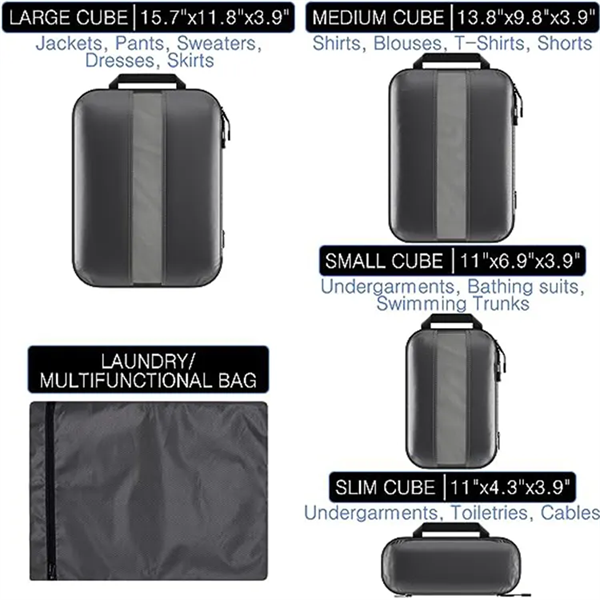 5 PCS Packing Cubes for Storage Luggage Travel Carrying Lightweight Expandable Packing Cubes