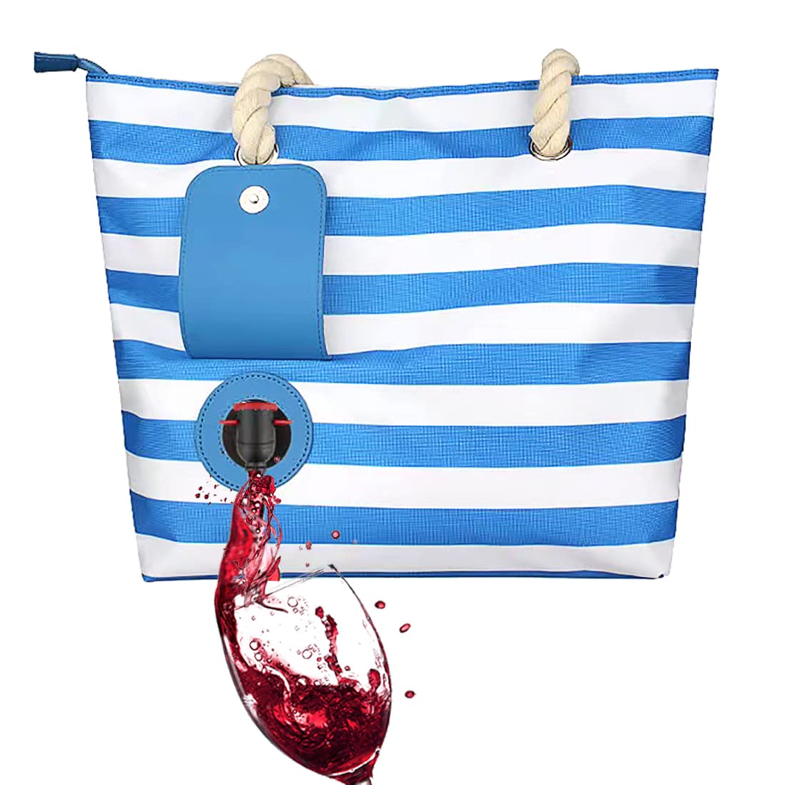 Beach Wine Tote Bag Wine Cooler Bag Leakproof Insulated Purse Carrier with Spout Hidden Compartments Holds 2 Bottles of Wine for Travel Estauran Party Dinner
