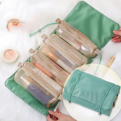 Beauty simple high quality custom logo wholesale waterproof polyester cosmetic make up toiletry makeup bag