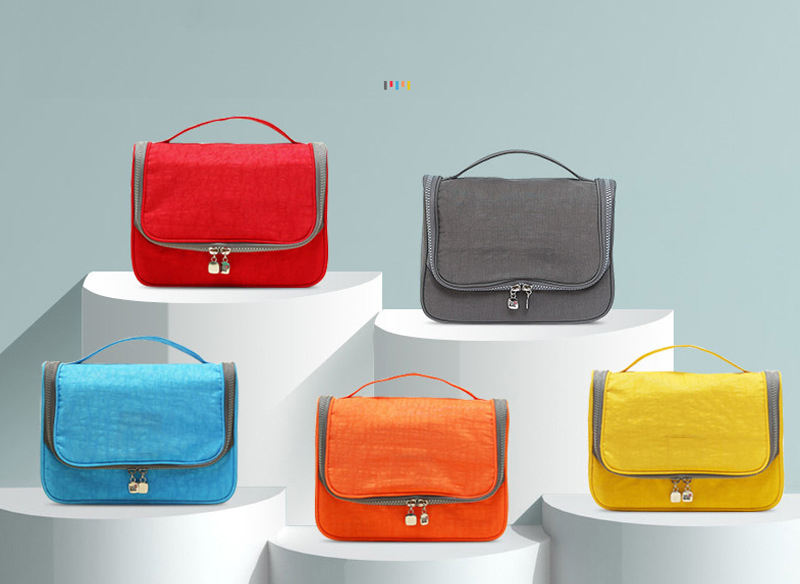 Grey new zipper portable designer waterproof polyester travel hanging bags makeup toiletry cosmetic bag for women men