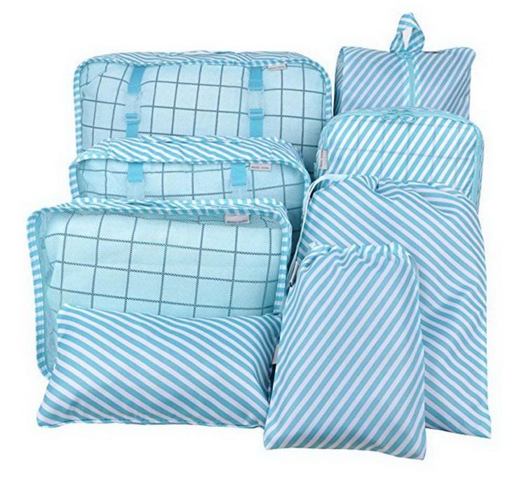 신발 가방이 있는 여행 가방용 고품질 패킹 큐브 7개 세트 여행 정리함