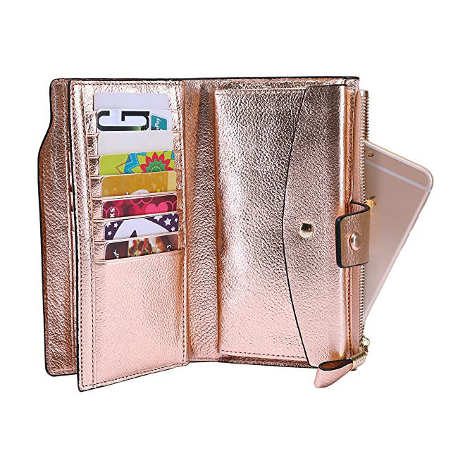 custom logo pu leather wallet women travel organizer wallet