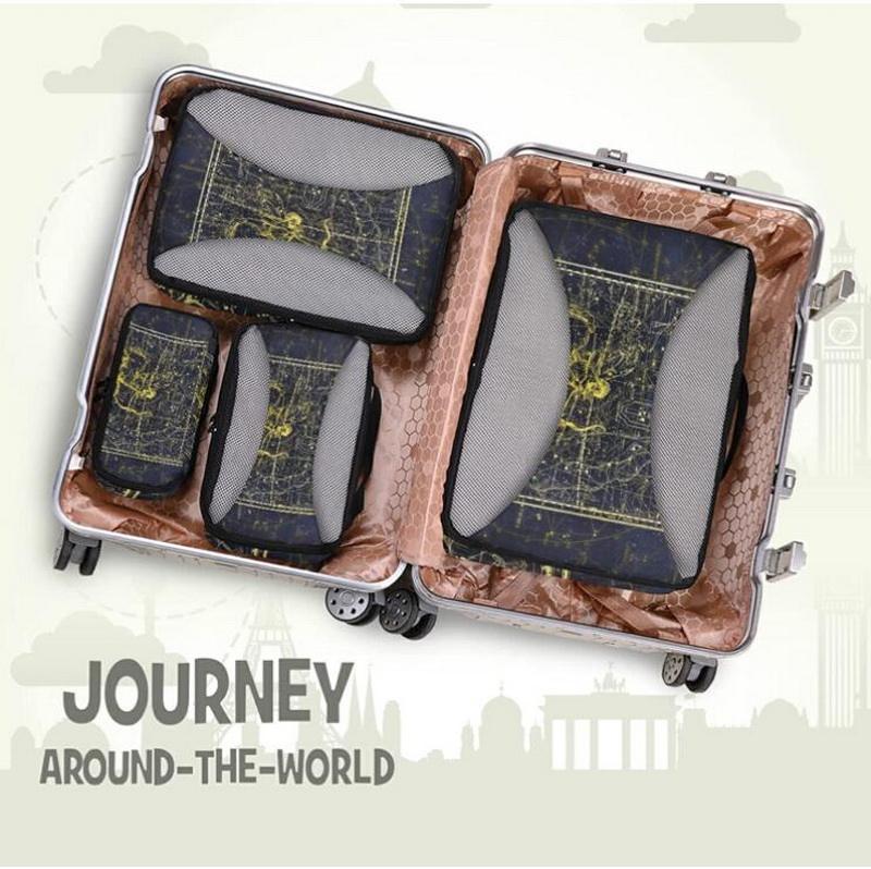 New Bulk Sublimation 4pcs Travel Garment Storage Bag Luggage Clothes Compression Bags Suitcase Organizer Packing Cubes