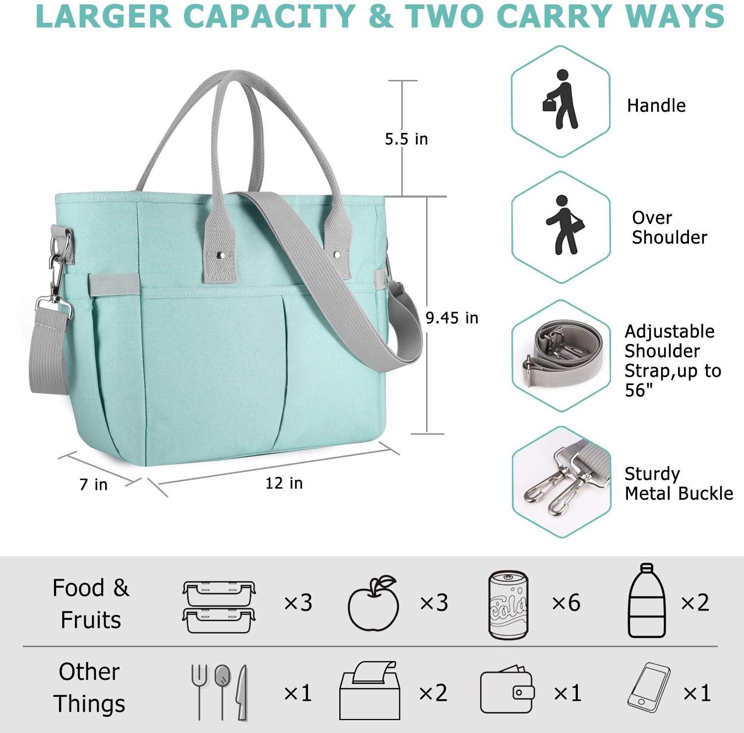 2022 Women Insulated Tote Bags Thermal Food Bag Cooler Lunch Storage Zipper Organizer Handbag With Handles And Shoulder Strap