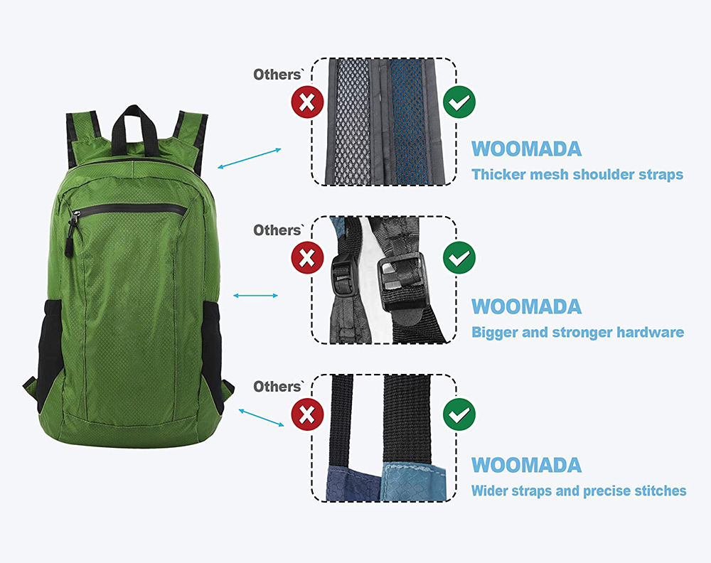 large capacity foldable travel backpack custom logo waterproof nylon hiking backpack folding travel bag