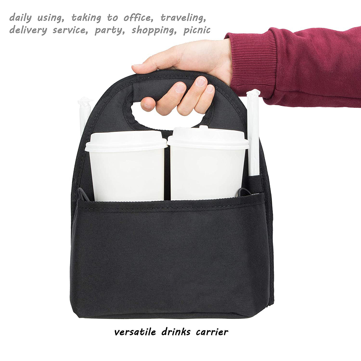 Luggage Travel Drink Bag Cup Holder Free Your Hand For Drink Beverages Coffee Fits All Suitcase Handles