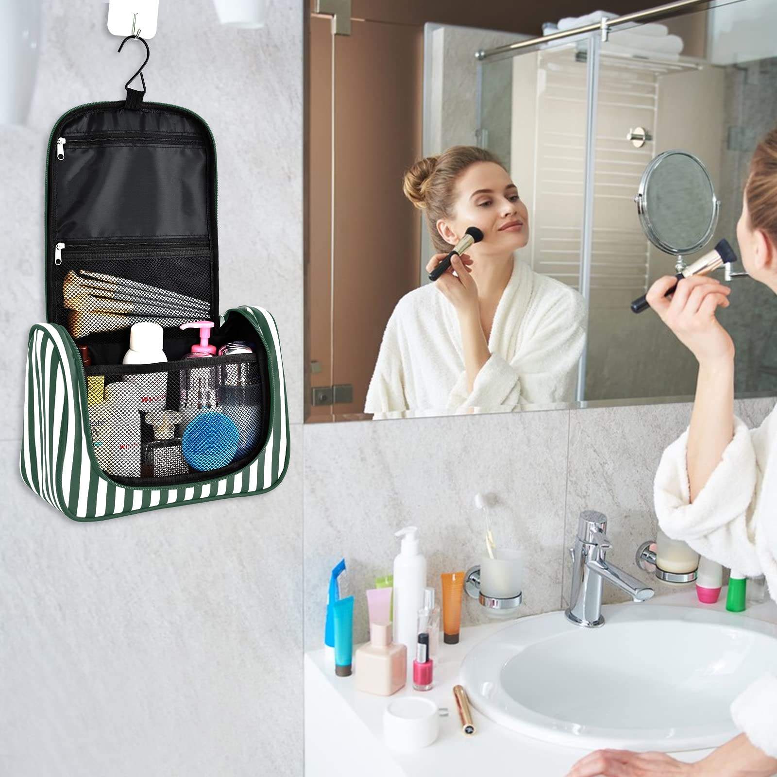 Travel Makeup Cosmetic- Hanging Toiletry Bag Large Makeup Organizer Bag