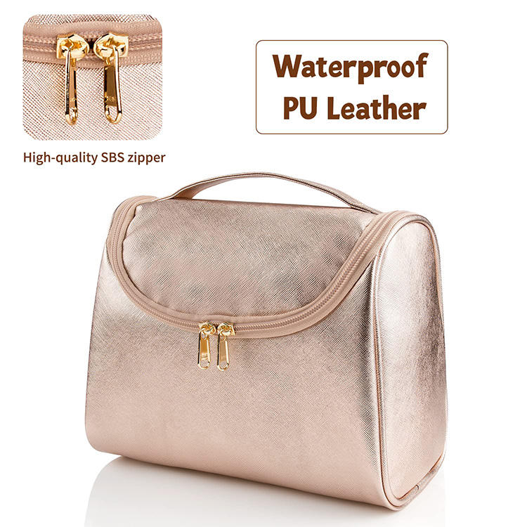 Factory Wholesale Cosmetic Waterproof PU Leather Toiletry Organizer Bag Luxury Makeup Bag