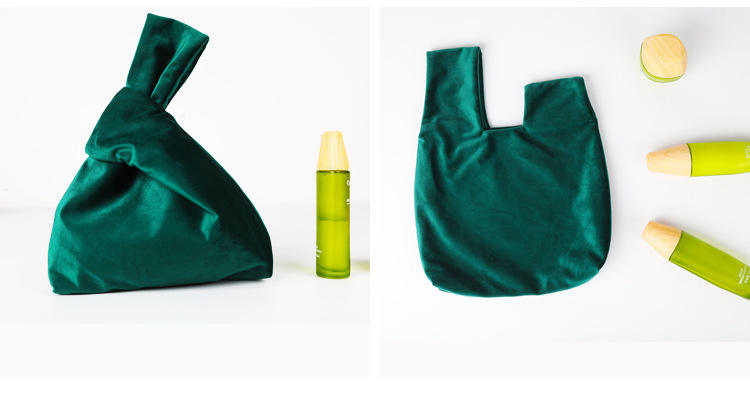 Vintage Handbags Wrist Bag for Women Korea Japanese Style Knot Tote Bag Velvet Cosmetic Bag