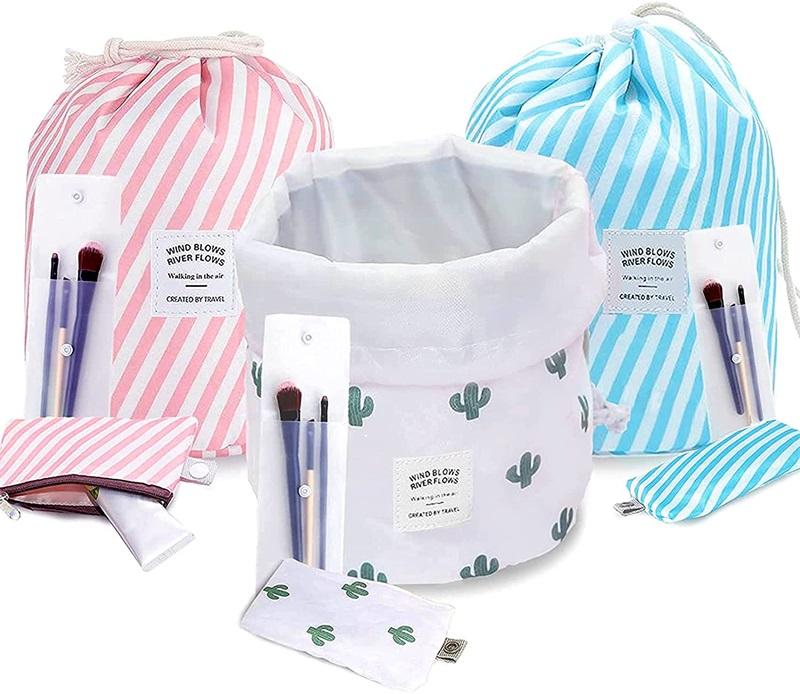 Wholesale Customize Makeup Travel Toiletry Drawstring Cosmetic Bag Custom Logo Cosmetics Packaging Bags