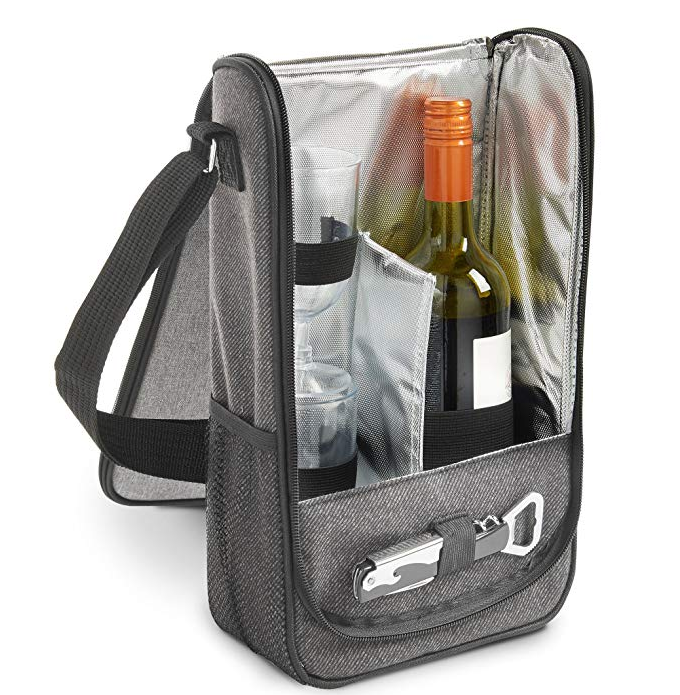 쿨러 컴파트먼트가 있는 토트 와인 캐리어 백