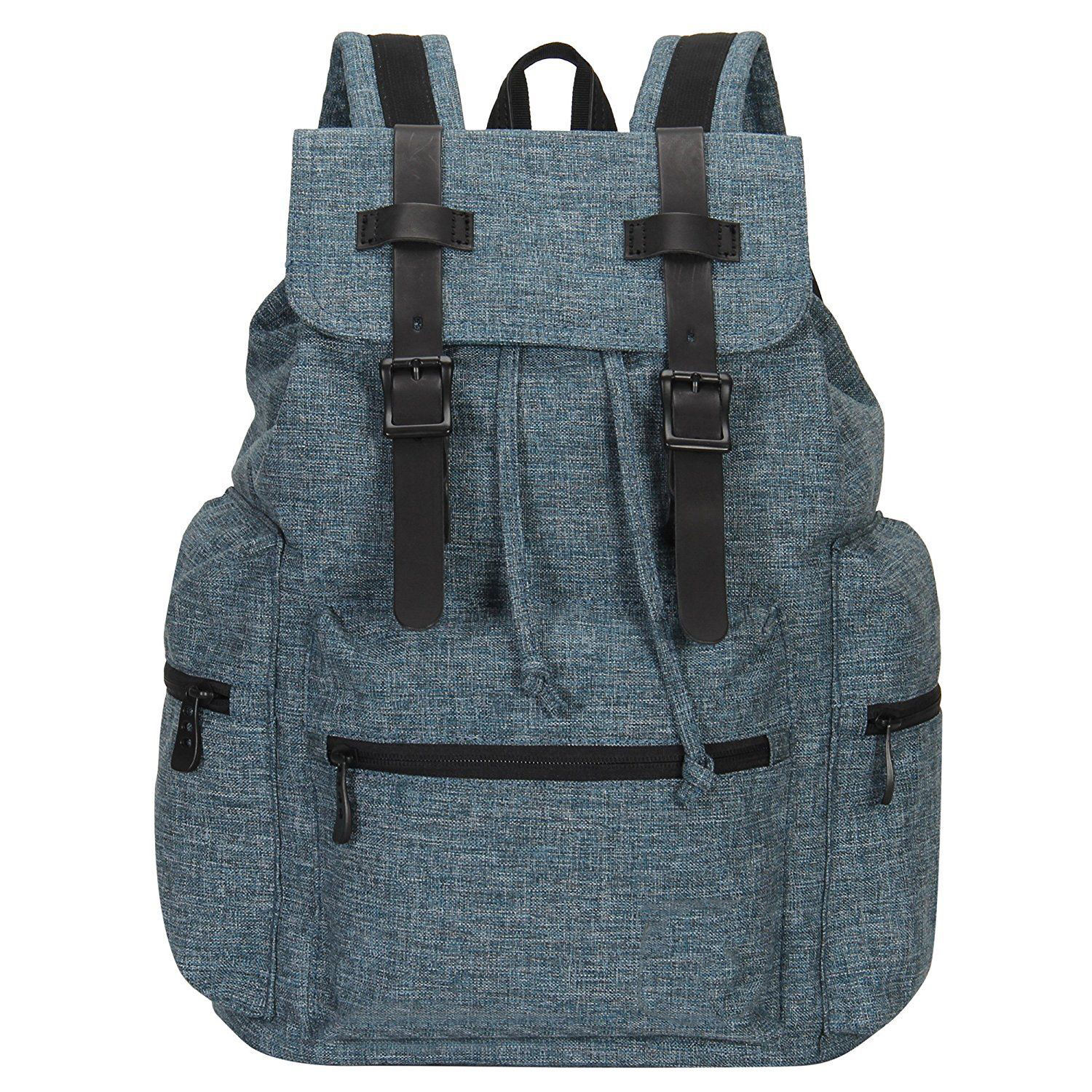 십대를 위한 빈티지 플랩 배낭 캔버스 졸라매는 끈 배낭 여행 하룻밤
