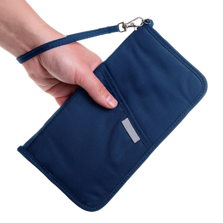 여행 남성 지퍼 지갑 여권 서류 카드 홀더