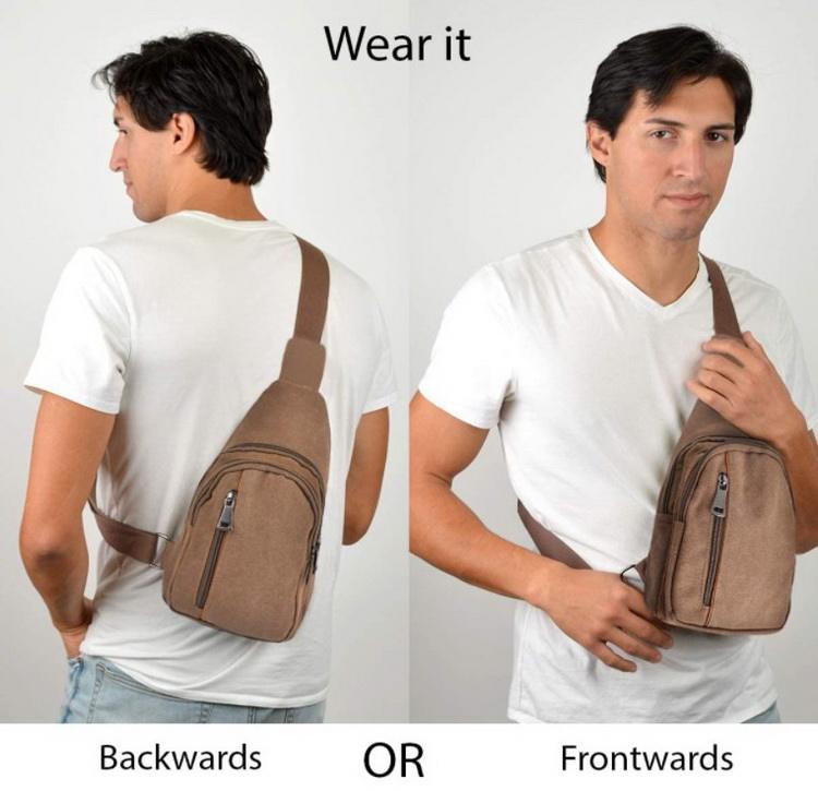Custom Print Canvas Sling Bag Women Vintage Chest Cross Body Shoulder Strap Backpack for School Travel Hiking