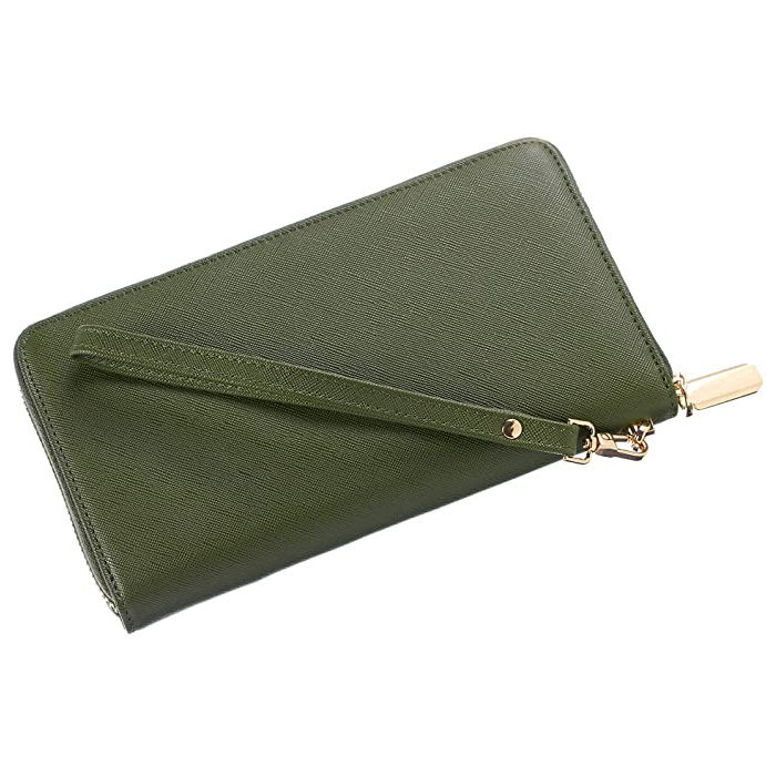 promotional RFID blocking pu leather women clutch wallet ladies travel green money purse