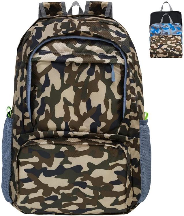 Foldable travel backpack waterproof lightweight folding bag camouflage casual pack for hiking sports