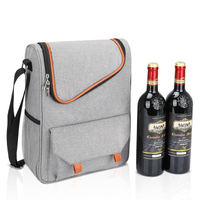 BSCI Factory Wholesale Cross-body Thickened Aluminum Foil Refrigerated 2 Bottles Wine Cooler Bags