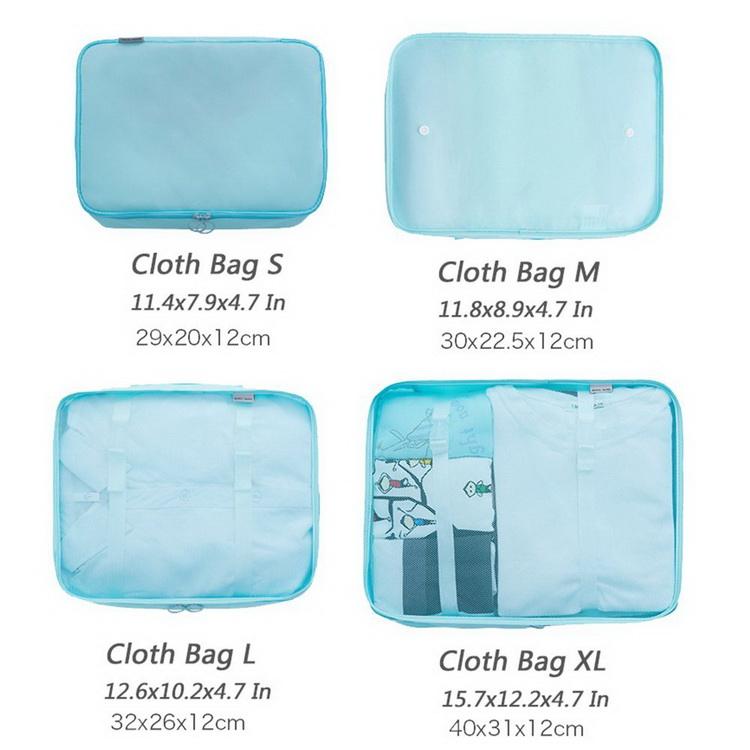 신발 가방이 있는 여행 가방용 고품질 패킹 큐브 7개 세트 여행 정리함